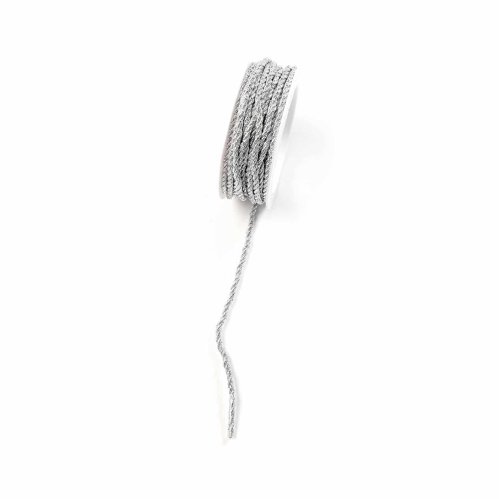 Kordel Glitzer Silber,L 5.000 x B 3 mm