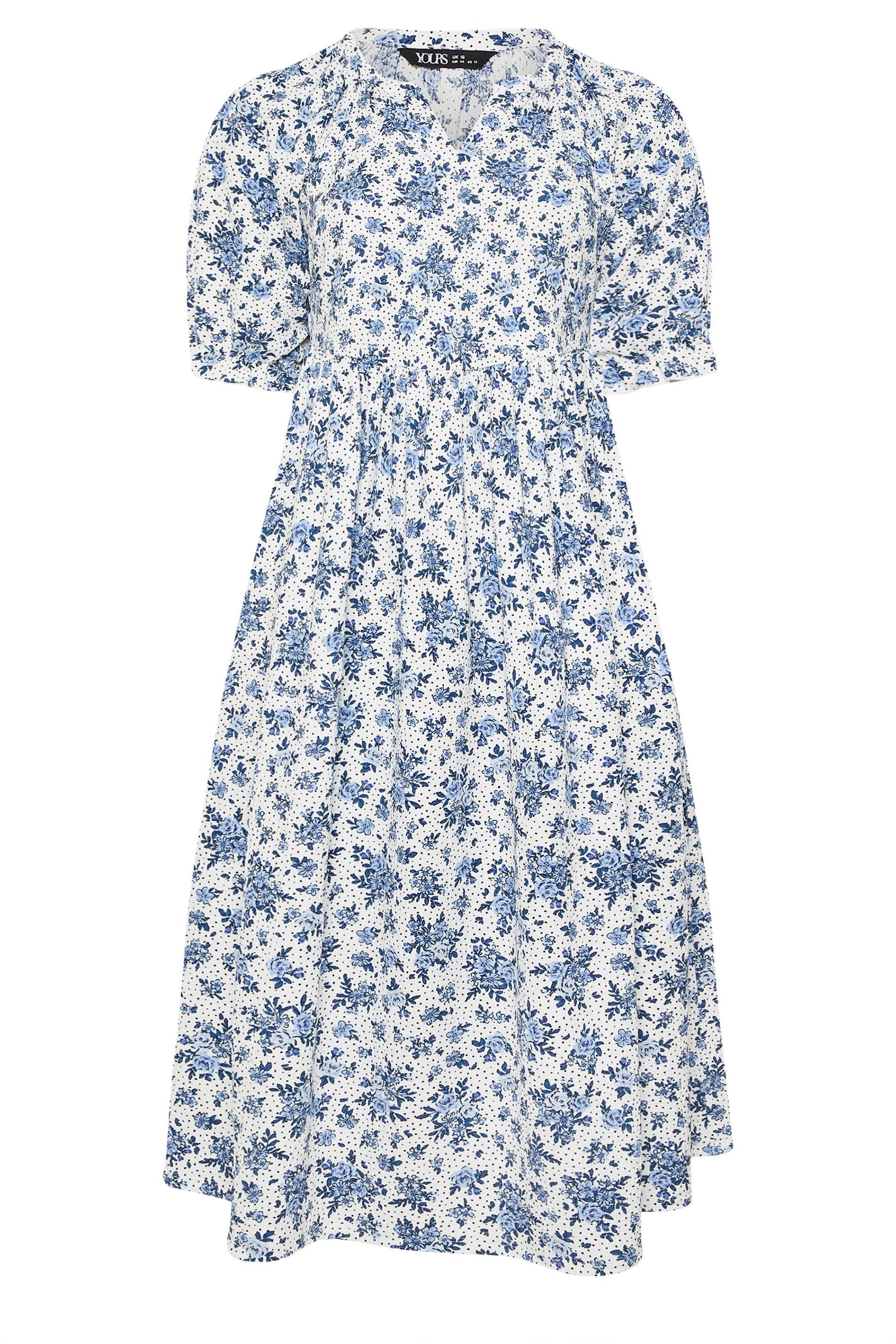 Yours Floral Polka Dot Notch Neck Maxi Dress