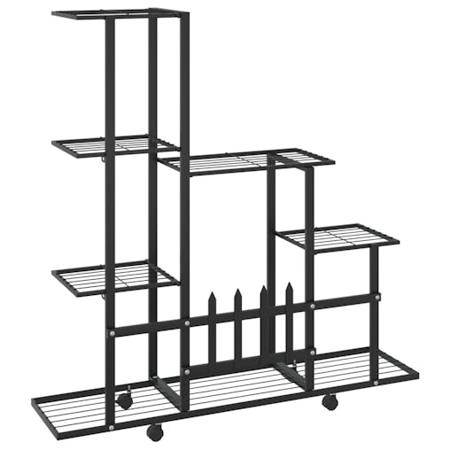 NNEVL Flower Stand with Wheel 94.5x25x92.5 cm Black Metal
