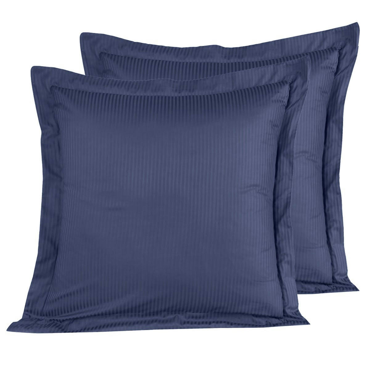 VERSAILLES - 2 taies d'oreiller rayées en satin de coton Marine 65x65 cm