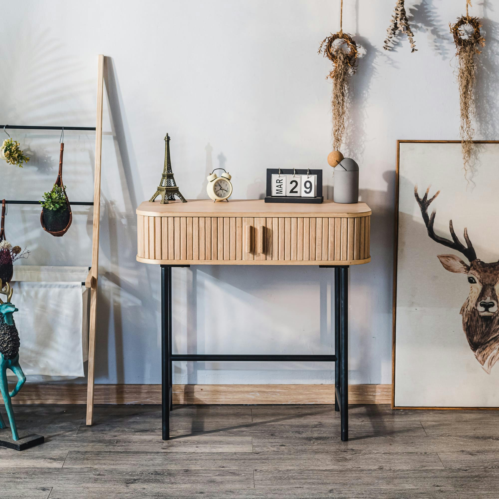 - Console 2 portes en fresne et metal