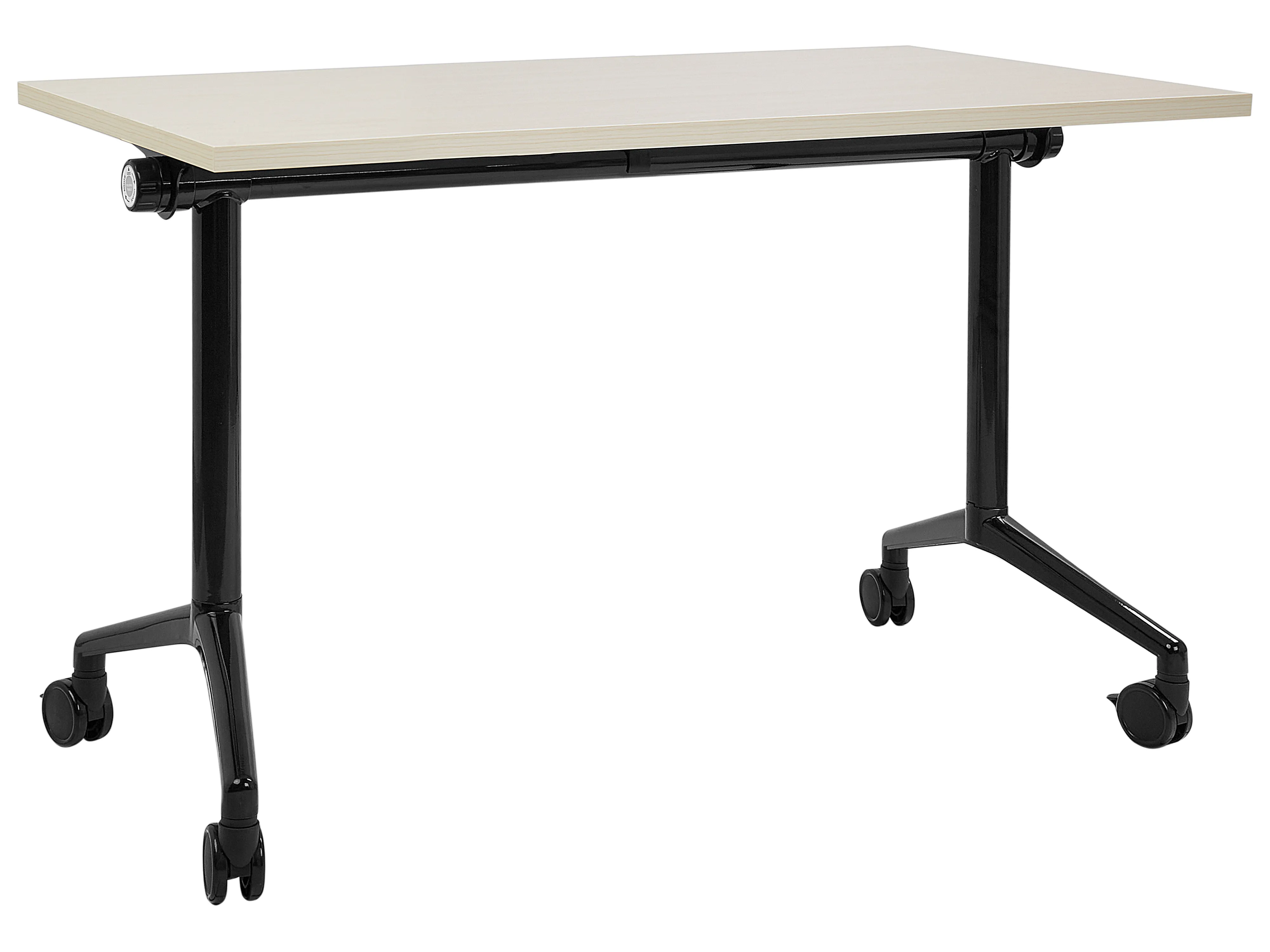 Foldable Office Desk CAVI Light Brown 120 cm 60 cm with Wheels