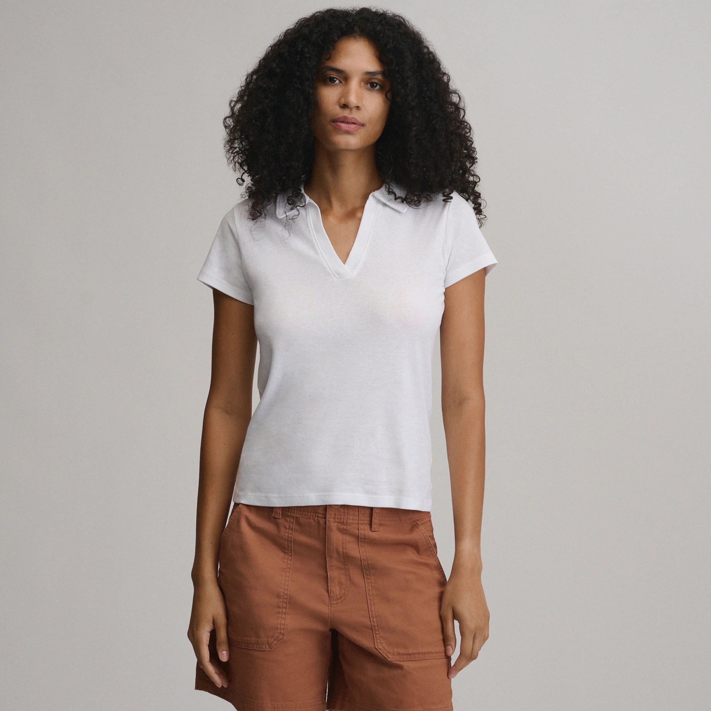 Women's Everyday Short Sleeve Collared Split Neck