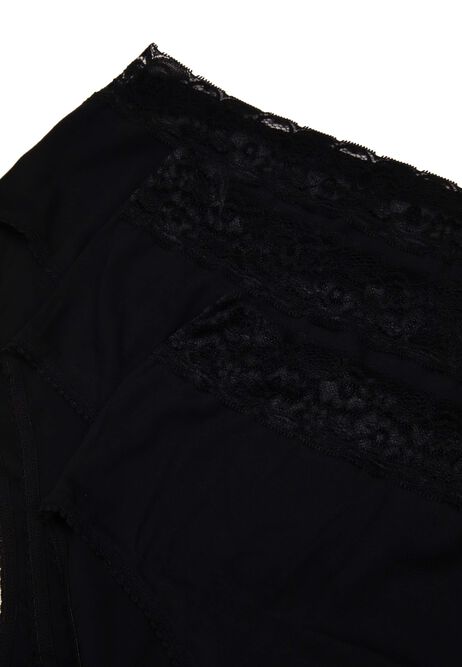 Womens 3pk Black Lace Trim Full Briefs