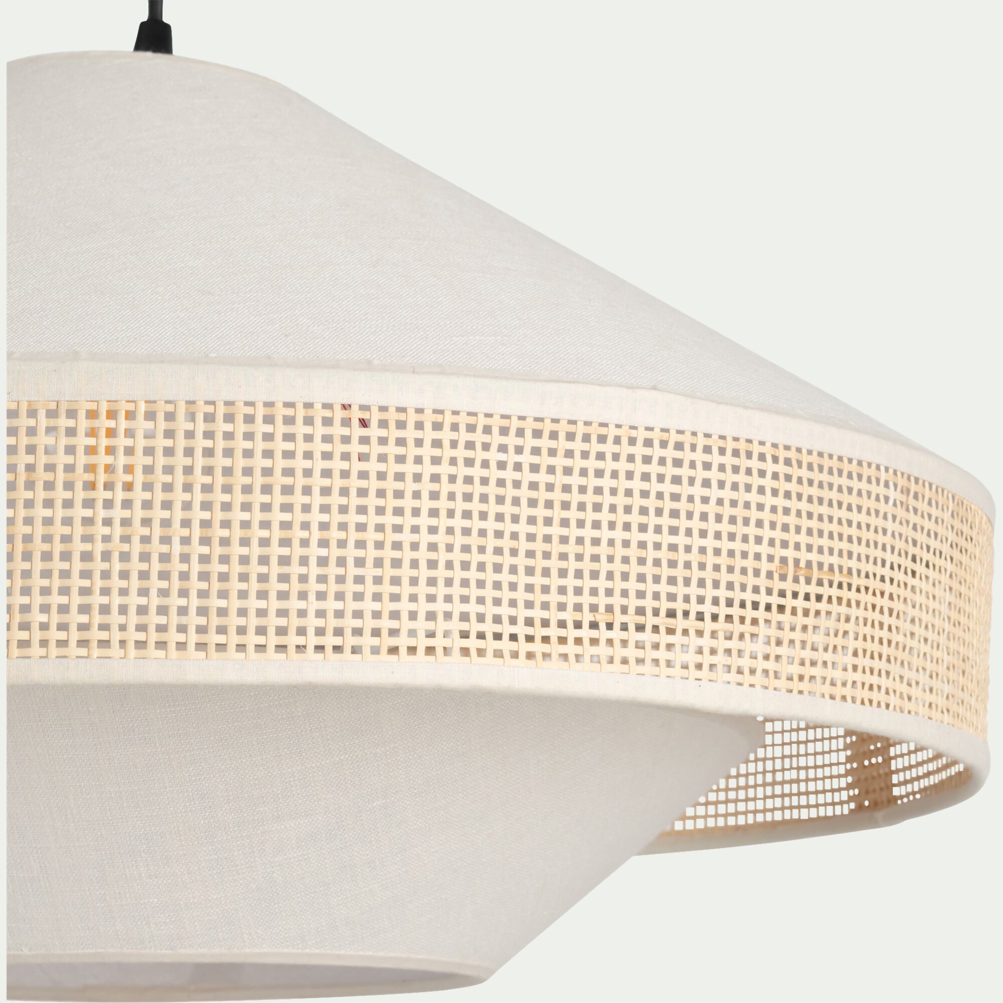 TIPA - Abat-jour en lin et cannage D50cm - blanc