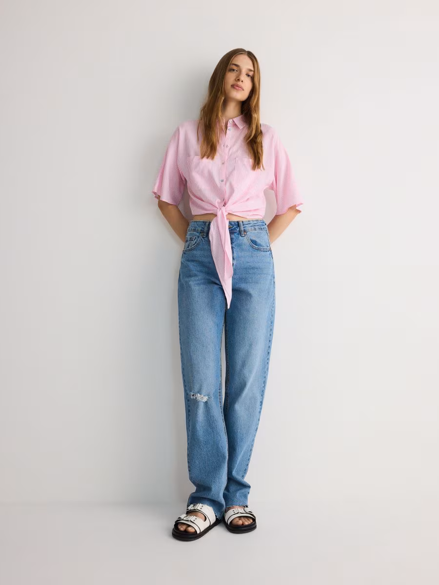 Cropped Shirt With Tie Detail