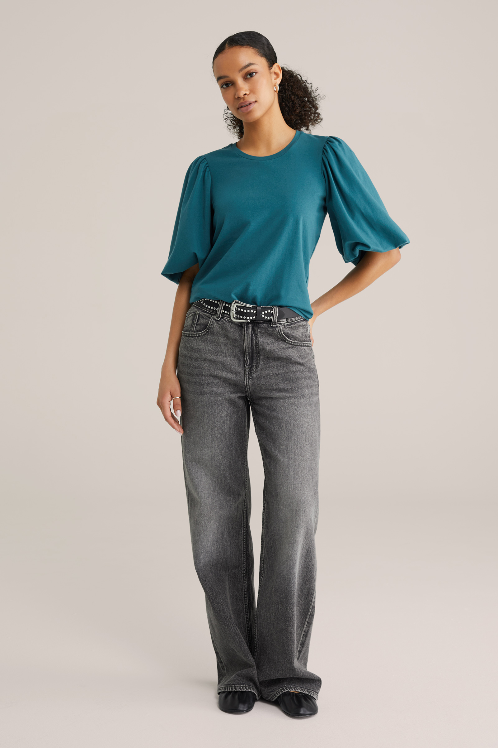 Dames T-shirt met pofmouwen