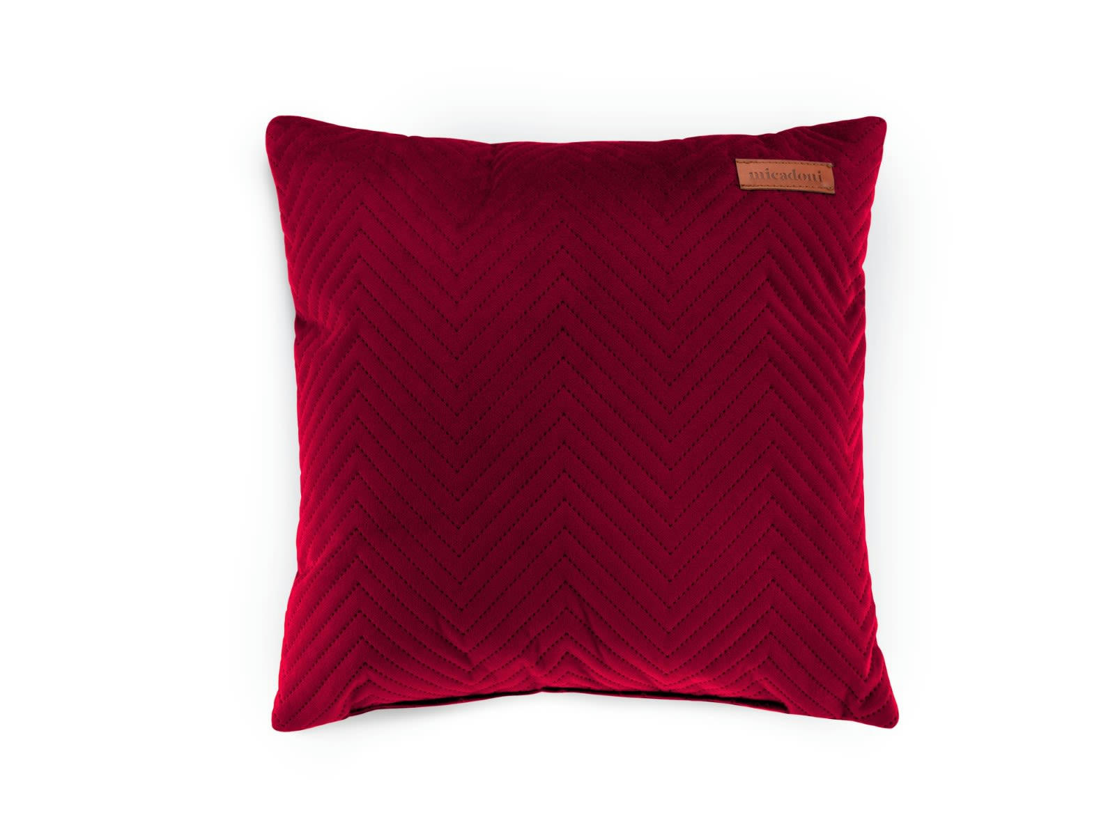 DONA - Coussin en tissu velours rouge 36x36x16cm
