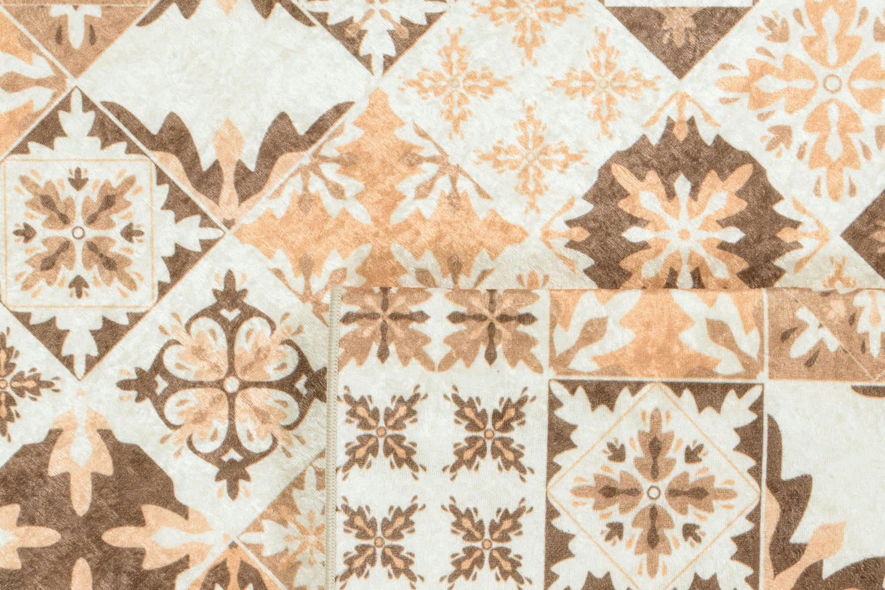 AZULEJO - Tapis de cuisine carreaux de ciment orange 70x180