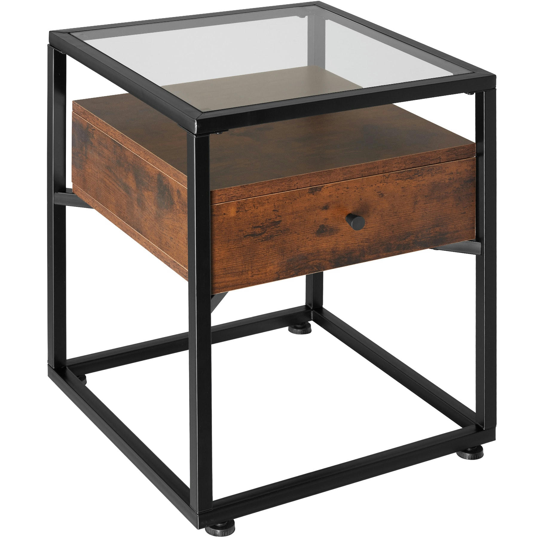 TT - Table de chevet Style industriel Bois foncé industriel, rustique