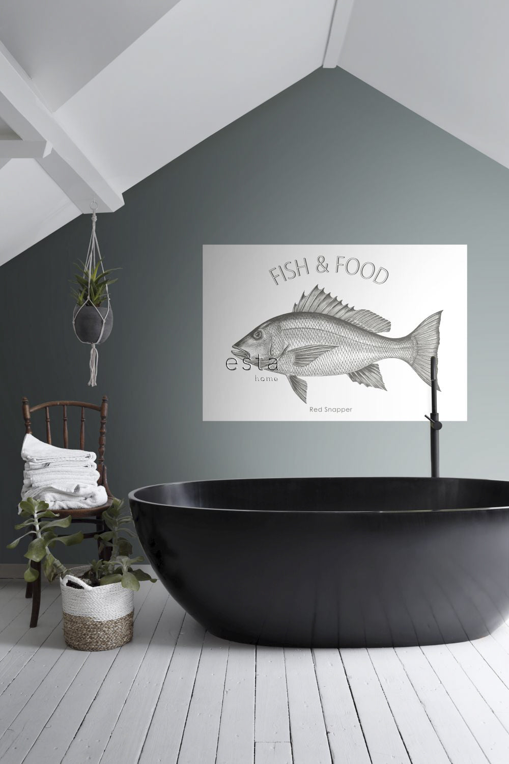 ESTAhome muursticker vis zwart - 145 x 97 cm - 159043
