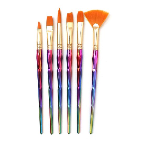 Gold Taklon Unicorn Handle Brushes 6 Pack