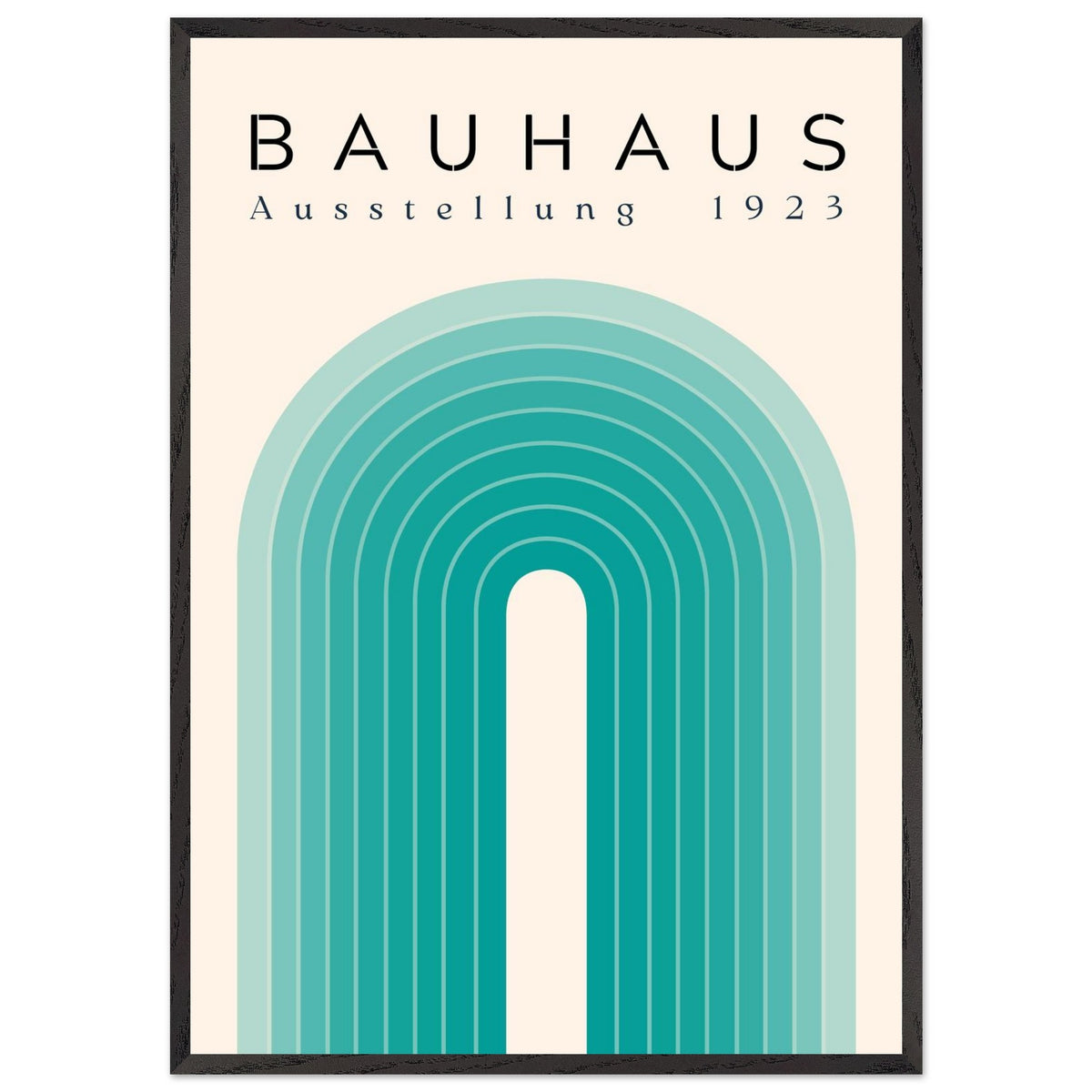 Artfulprints Poster met Lijst Bauhaus - Turquoise rainbow  - 70x100 cm - Turquoise