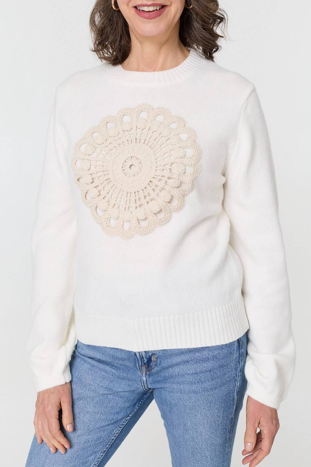 Izabel London Embroidered Detail Long Sleeve Jumper