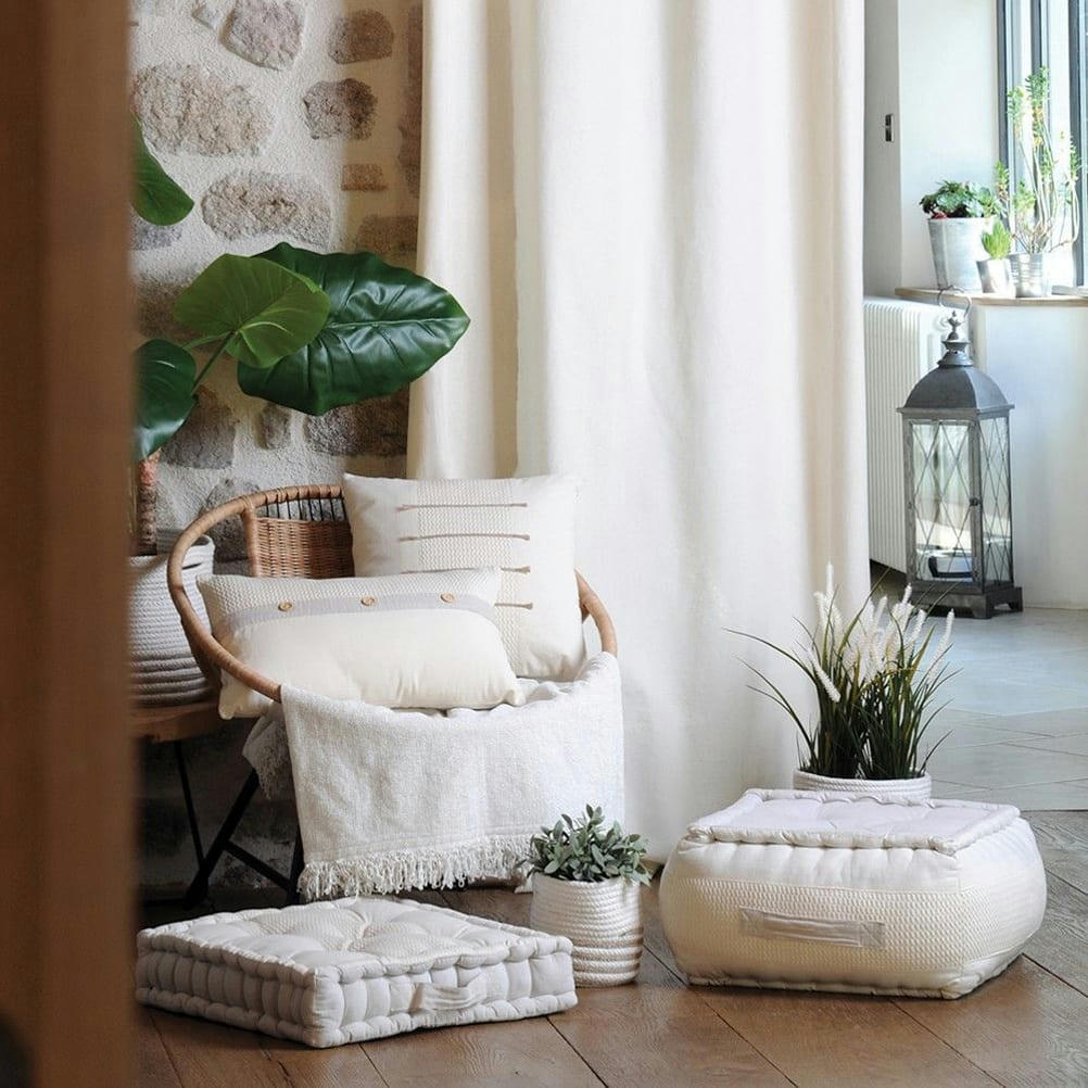 ELISABETH - Coussin de sol en coton 45x45