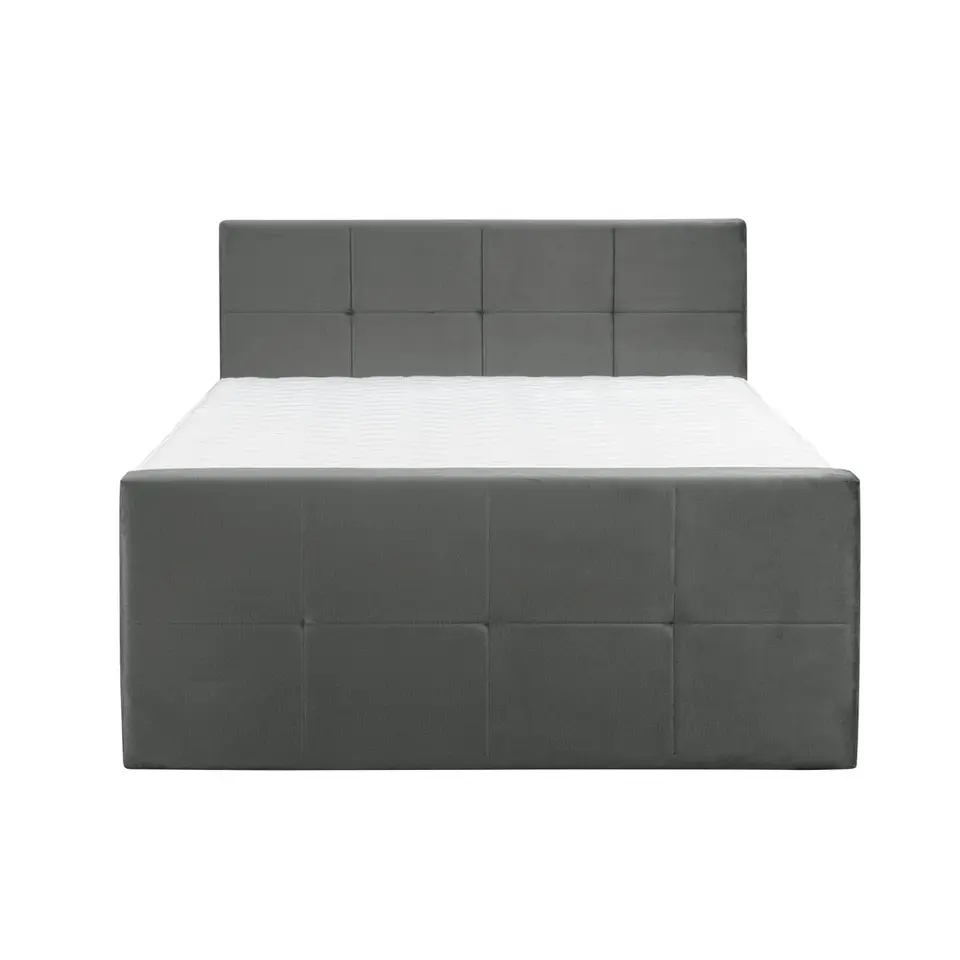 Boxspring met voetbord Liv geblokt - grijs - 180x200 cm - slanke poot