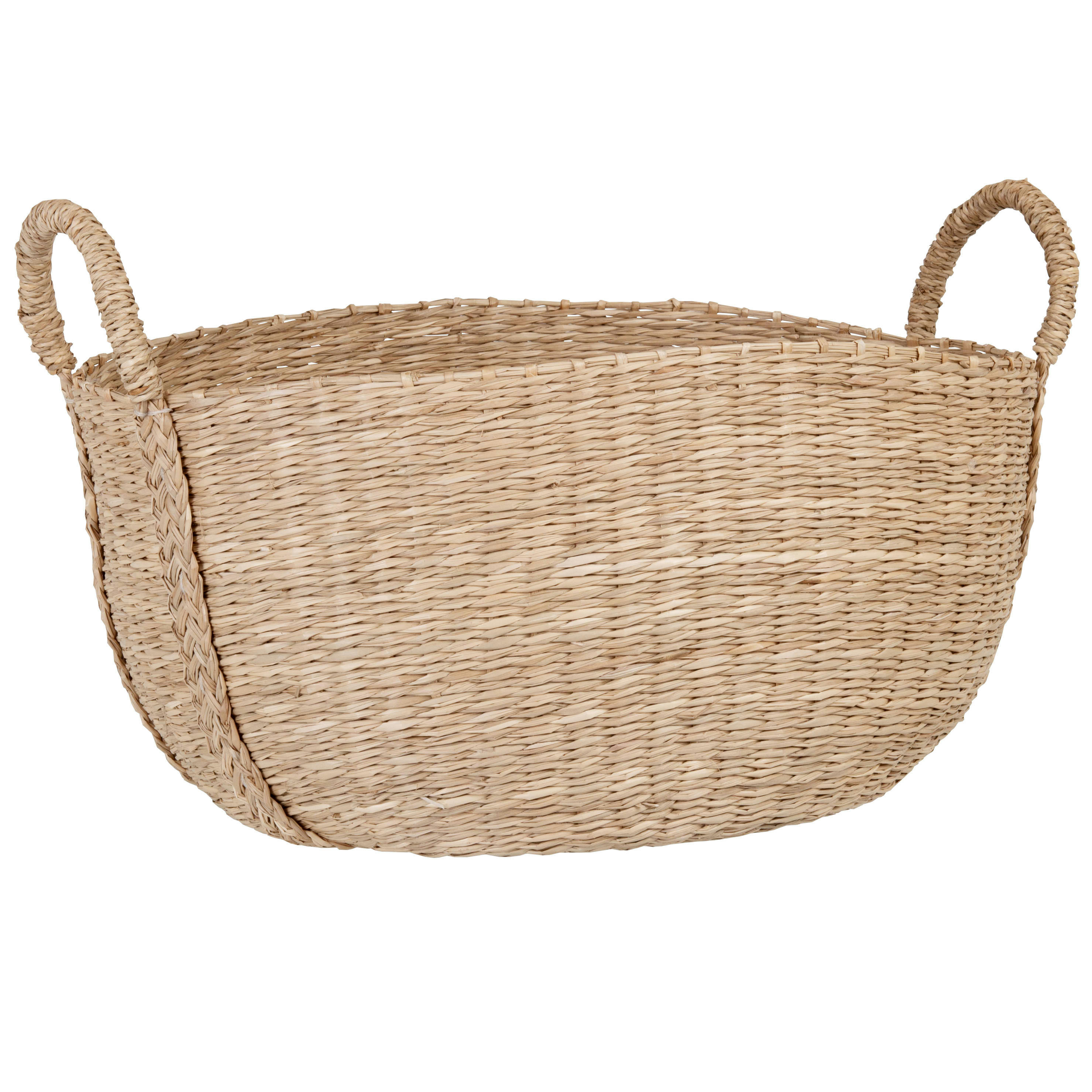 MILA - Panier de rangement à anses en jonc de mer L38