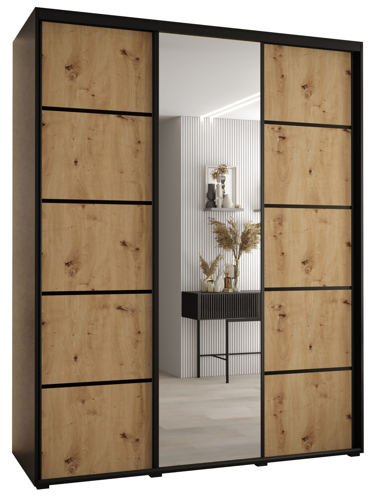 Szafa przesuwna 60 wysoka Davos 5 190 czarny artisan czarny