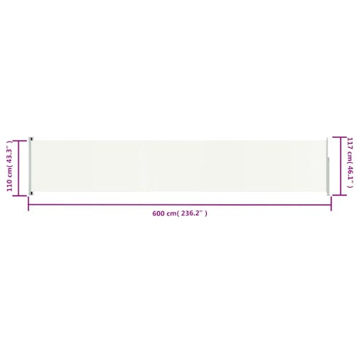 NNEVL Patio Retractable Side Awning 117x600 cm Cream