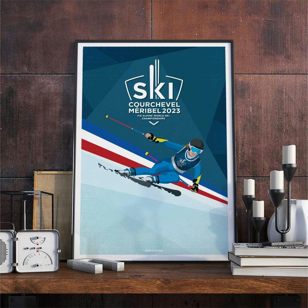 SKI - Affiche Ski - Courchevel Méribel 2023 Slalom Géant 30x40cm