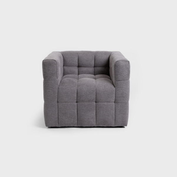 Fotel BISKOTO w tkaninie szary 80x68x65 cm HOMLA