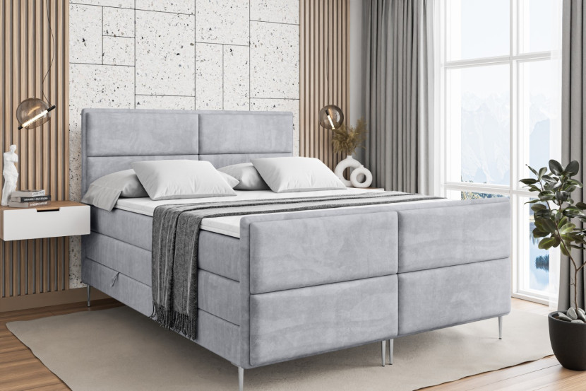 Łóżko kontynentalne - pojemnik, materac, nóżki AURA-FS-Z KING 120x200 cm