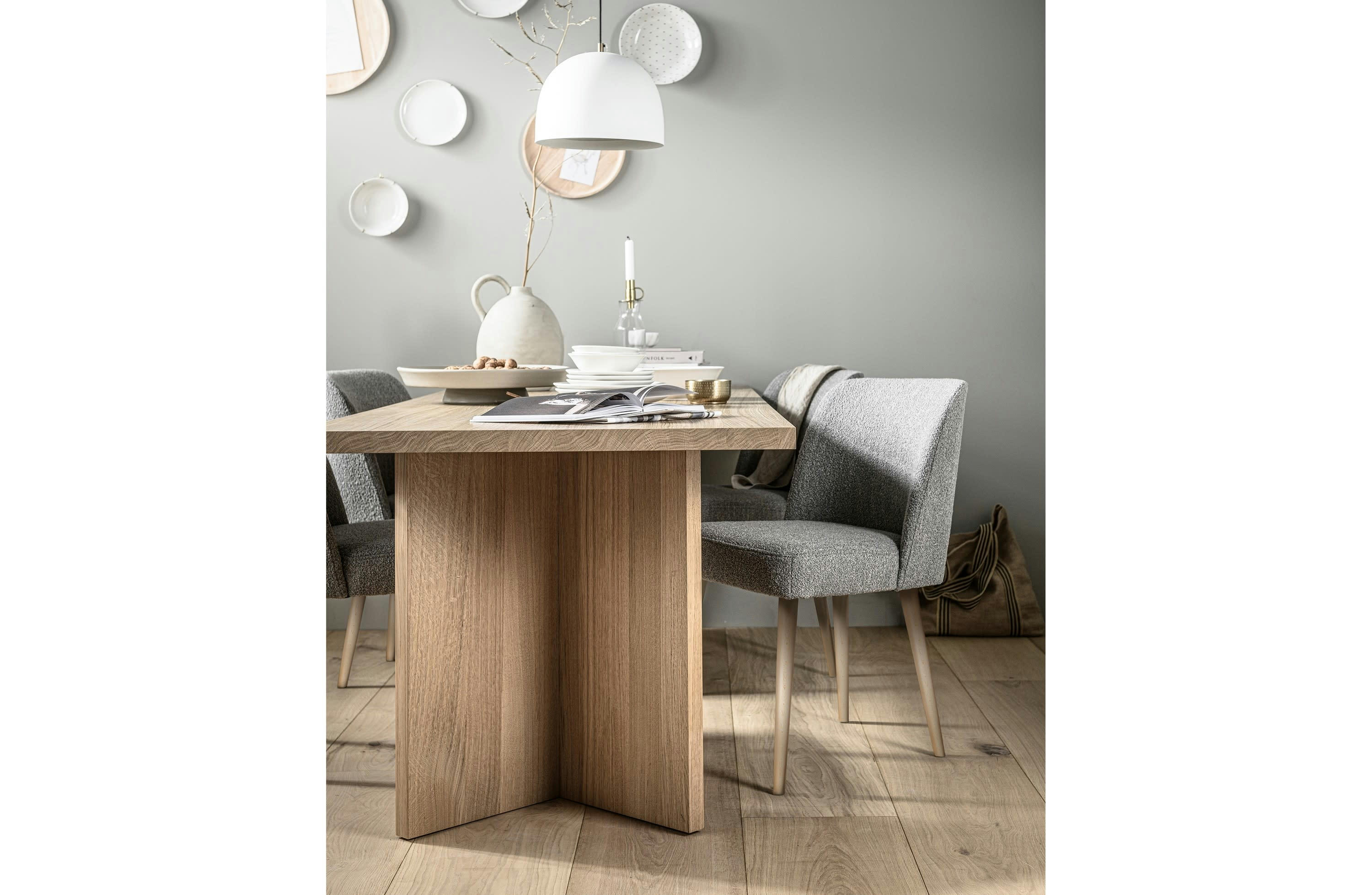 FORCE - Chaise effet peau de mouton gris clair