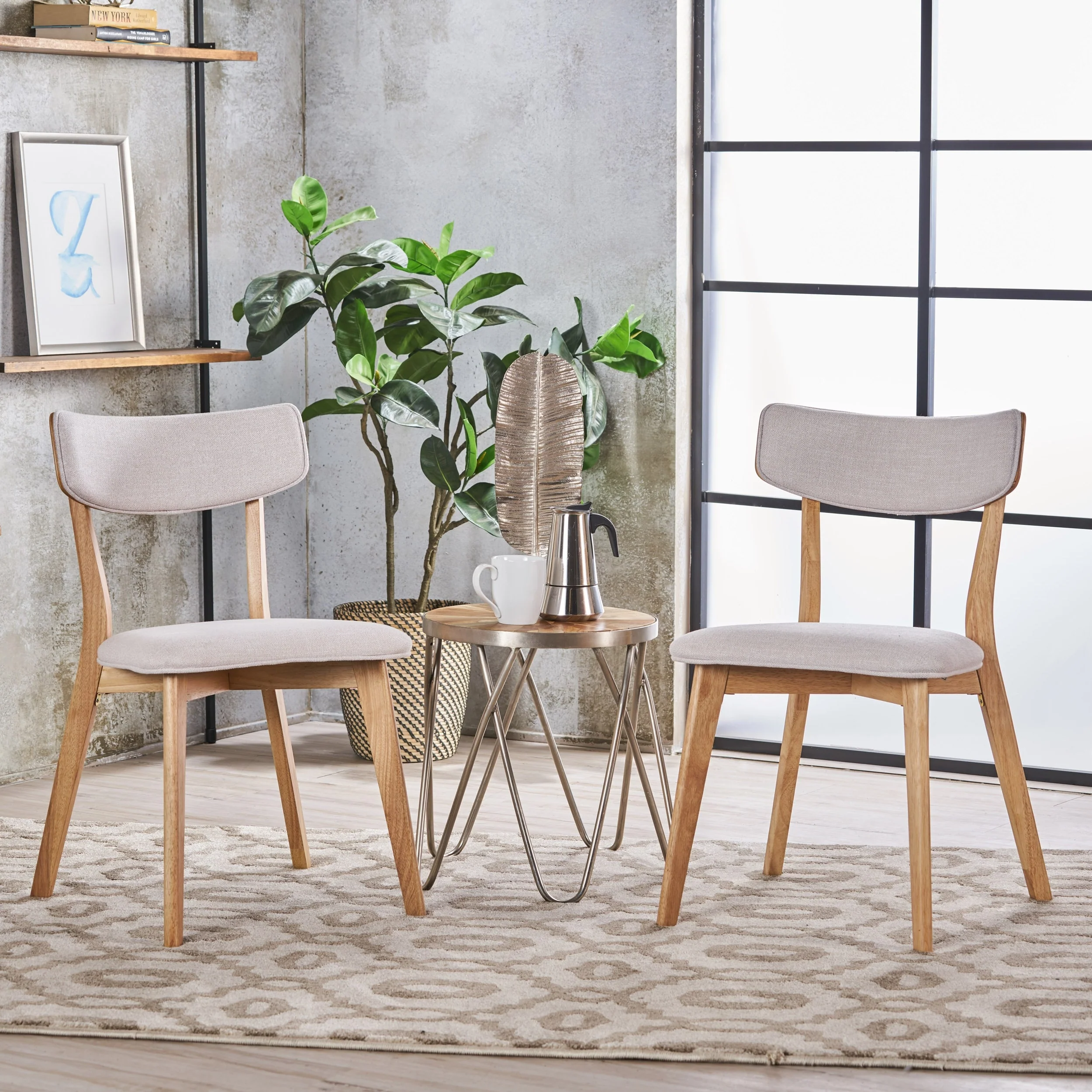 Chazz Mid-Century Modern Upholstered Rubberwood Dining Chairs (Set of 2/4) by Christopher Knight Home