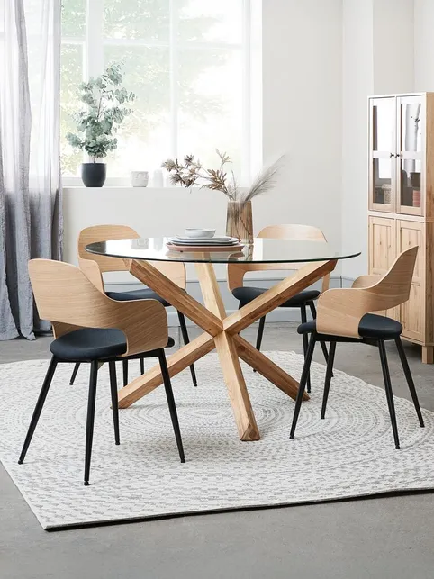 Spisebord AGERBY Ø119 glas/natur eg