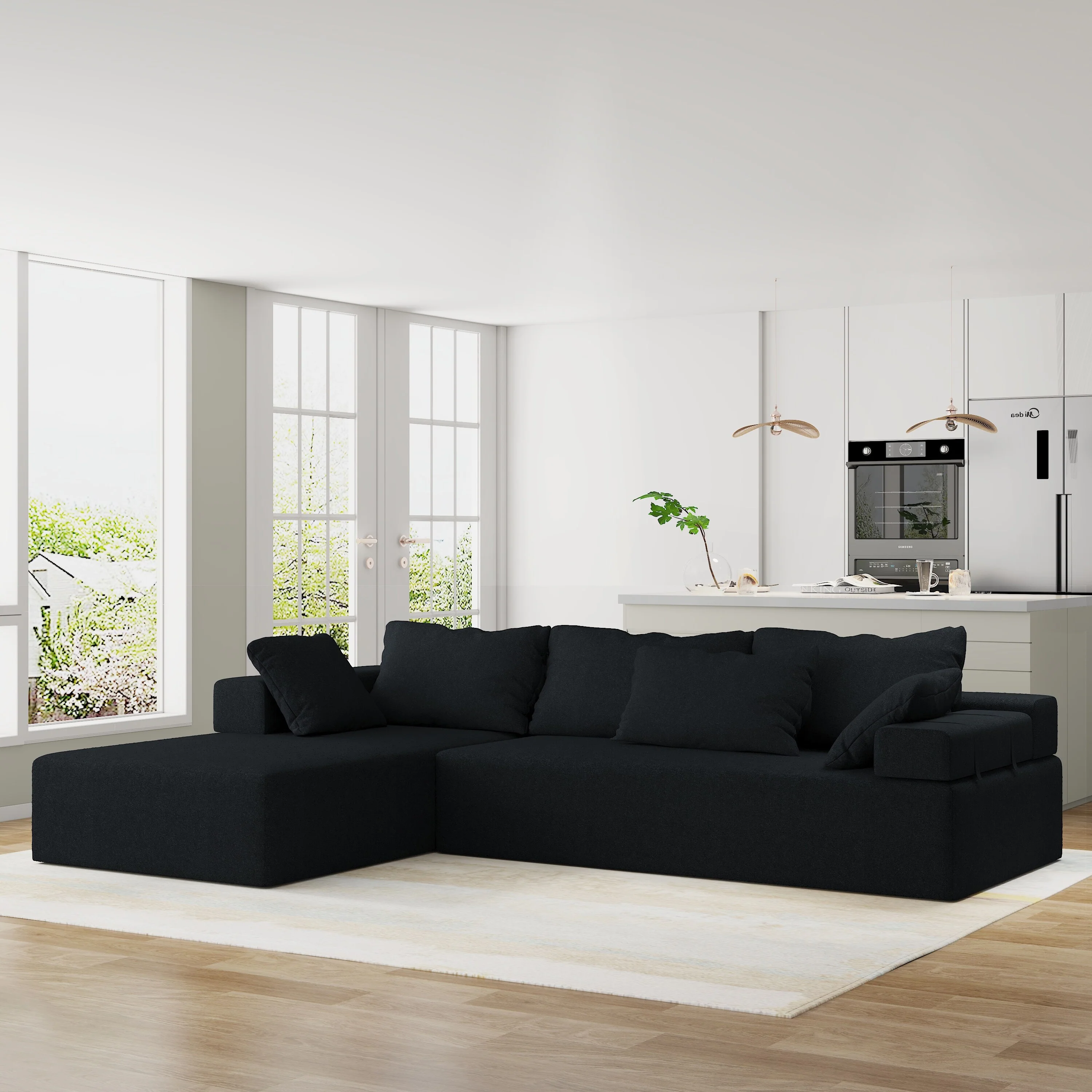 108 Chenille Modular L-Shaped Sectional Sofa, Left Facing