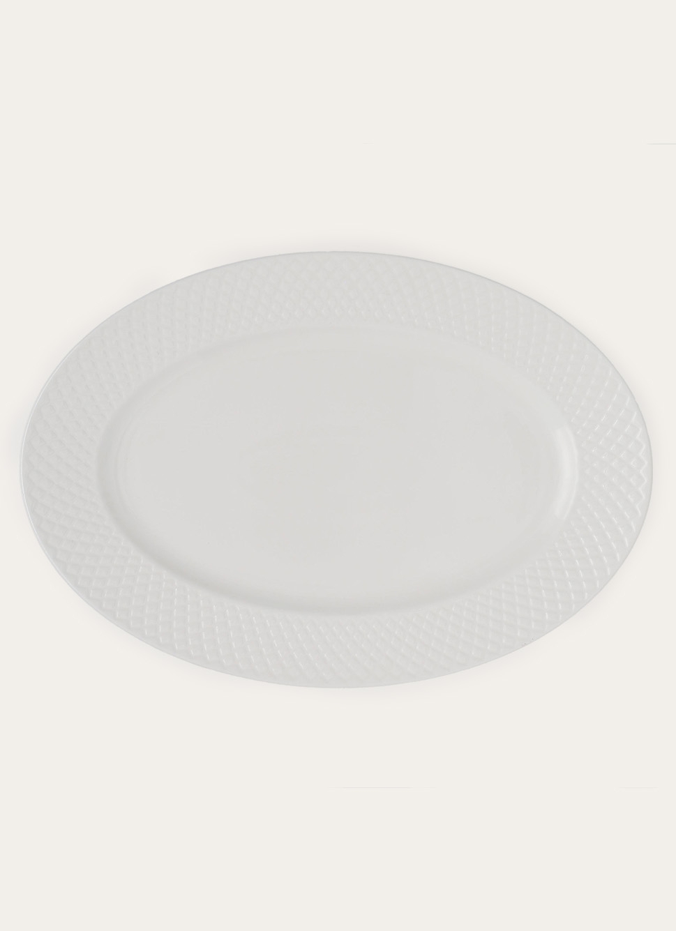 PLAT OVALE EN PORCELAINE EMBOSS BLANC