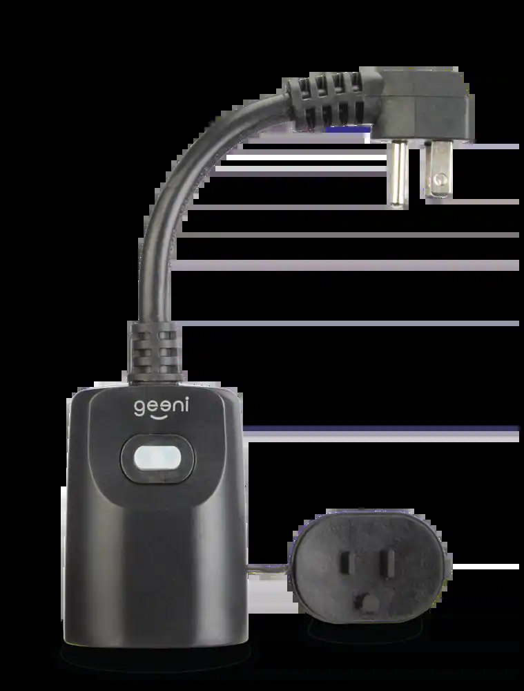 Geeni Outdoor Wifi Smart Plug, 1-Outlet, Weatherproof, Compatible with Alexa & Google Assistant, Black