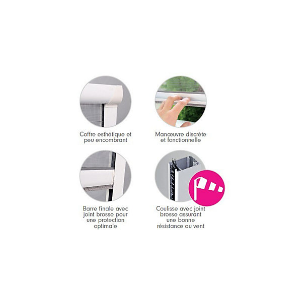 Moustiquaire enroulable Verticale Alu H230 cm x L150 cm Gris - Moustikit Confort