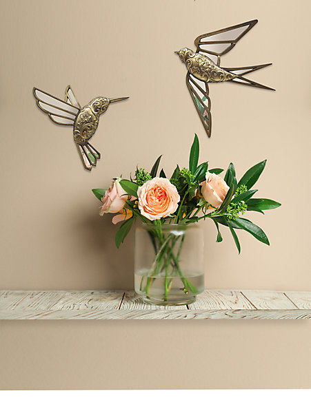 Décoration murale miroir vol d'oiseau doré Emde