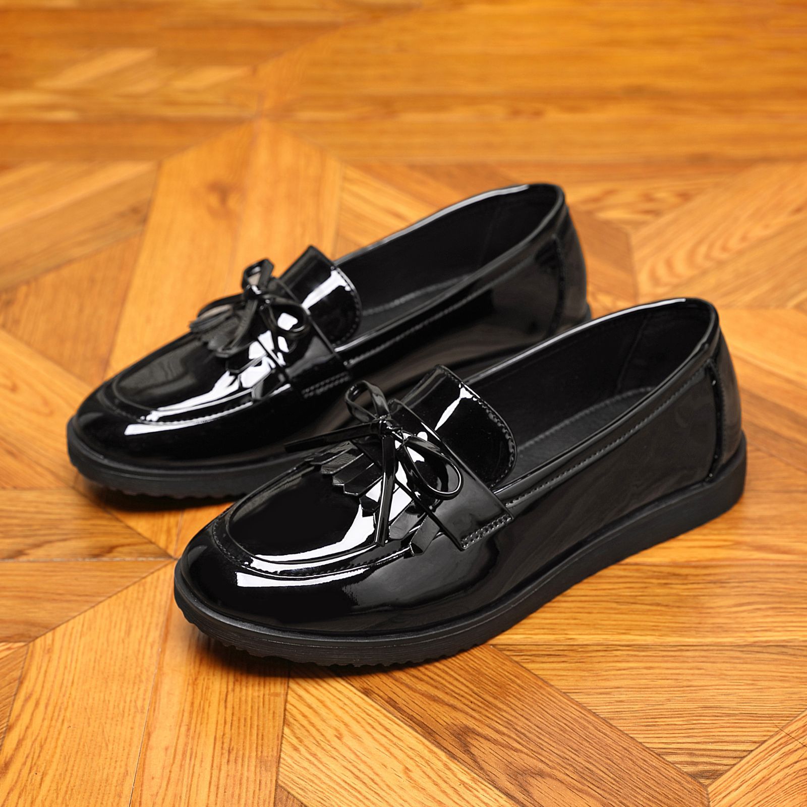 IVACHY Loafers Flats Girl's School Comfortable Slip-On Shoes with Lace