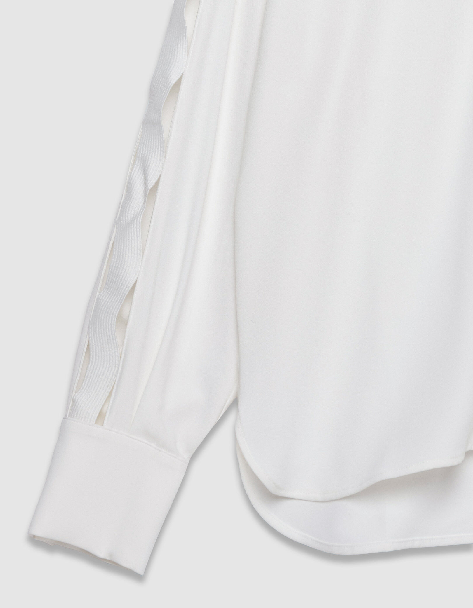 Chemise noire manches longues ajourées Femme