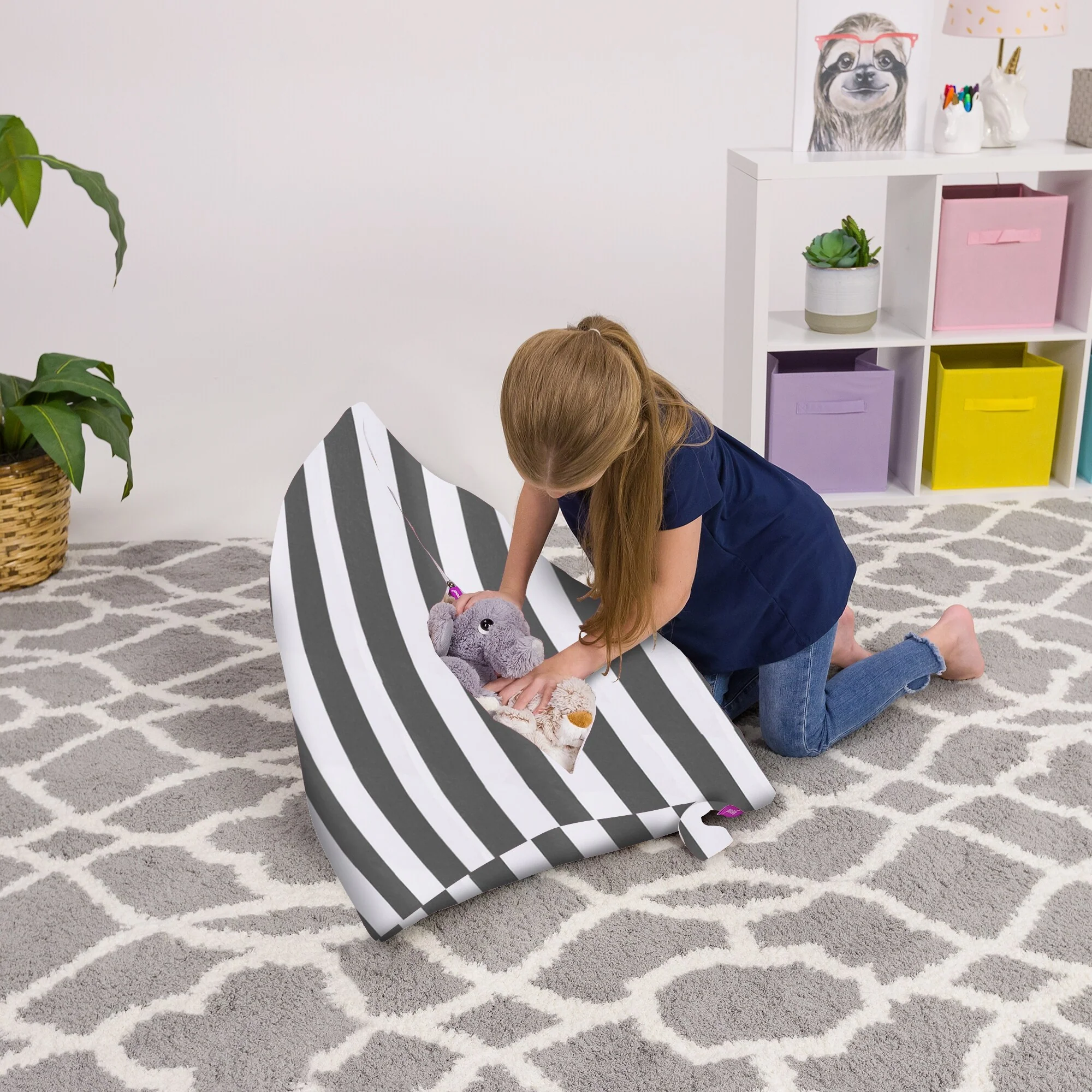 Stuffie Animal Storage Bean Bag Chair Cover, Room Organizer