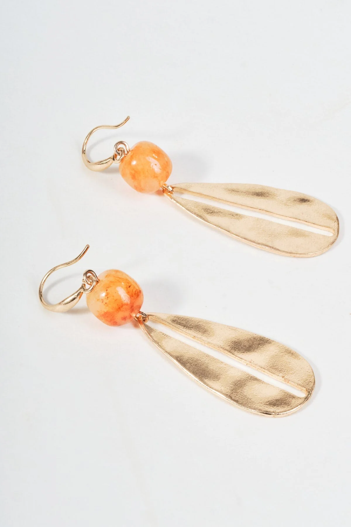 Orange Gold Metal Drop Earrings