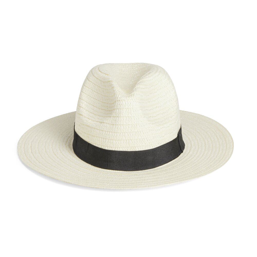 Chapeau papier tressé blanc et noir T56/58