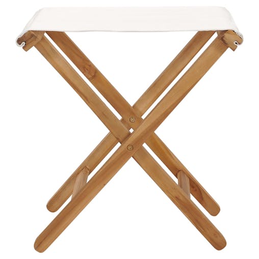 NNEVL Folding Chairs 2 pcs Solid Teak Wood and Fabric Cream White