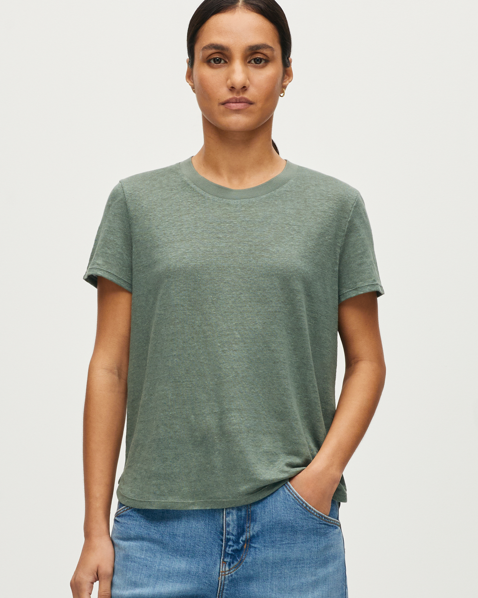T-shirt col rond en lin AMANDINE