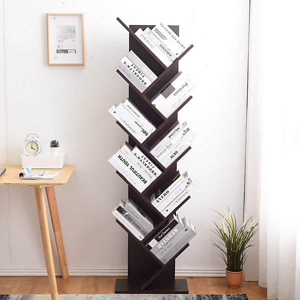 Bibliothèque Etagère 10 Etagères Marron Wengè Bois 160x44,5x22