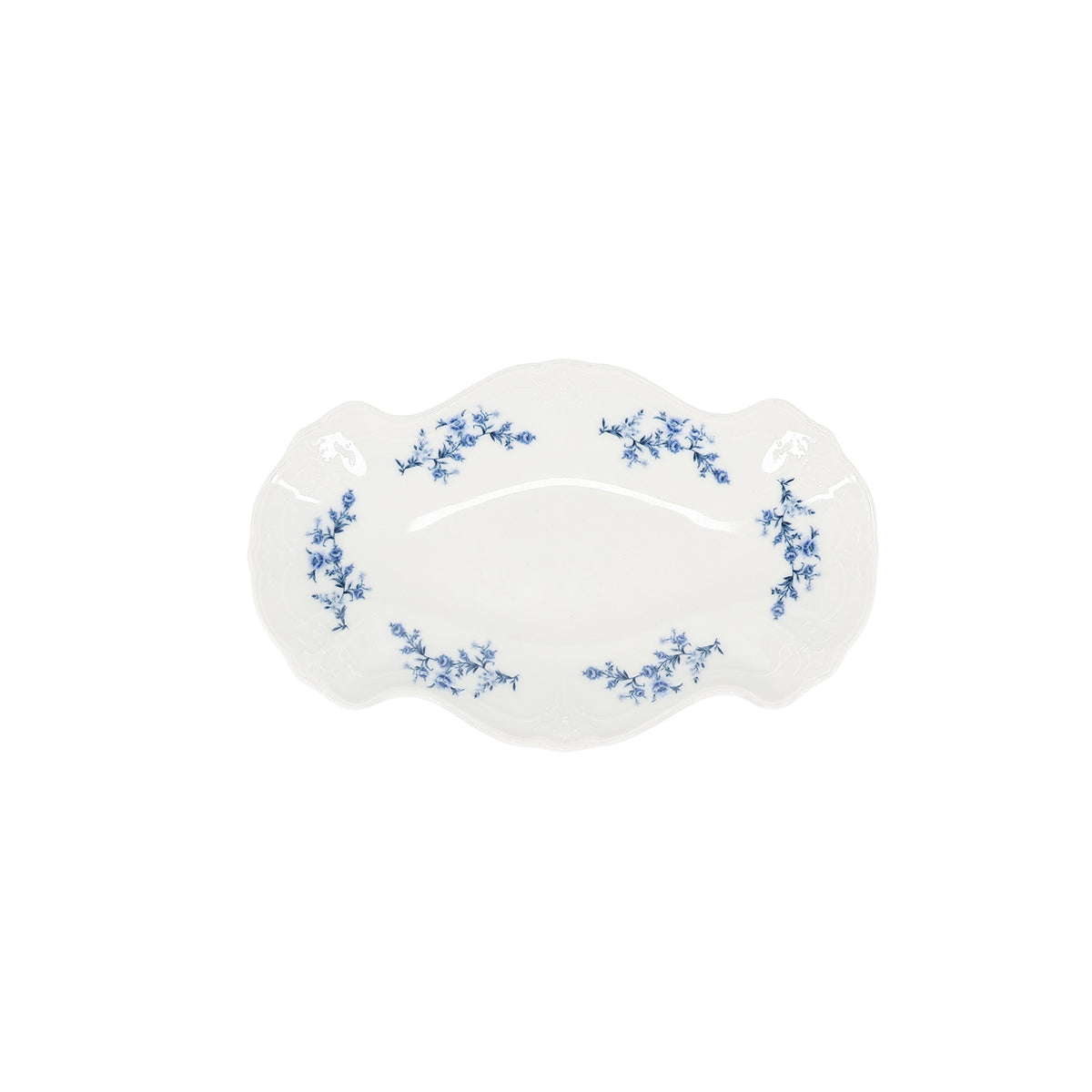 Bonbistro - Serveerschaal 26x16cm blue flower Retro - Set van 4