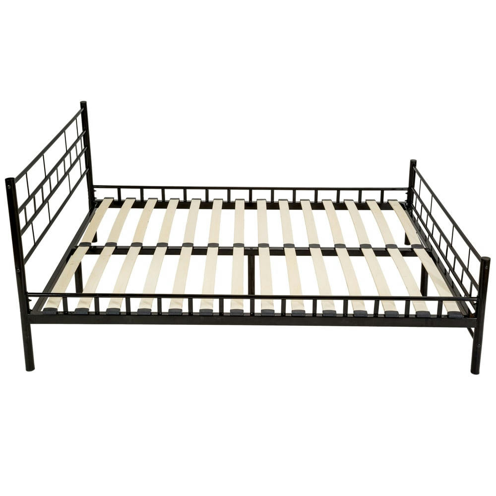 - Lit design moderne avec sommier avec Cadre en Acier solide noir