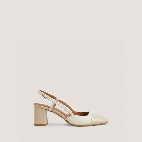 Slingbacks à talonsen cuir et vernis écrus | DHAPOP