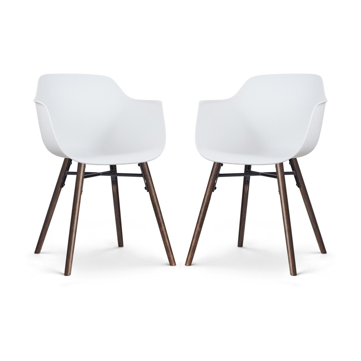 Nolon Nena-Puk Eetkamerstoelen Set van 2 - Wit - Walnoot Poten