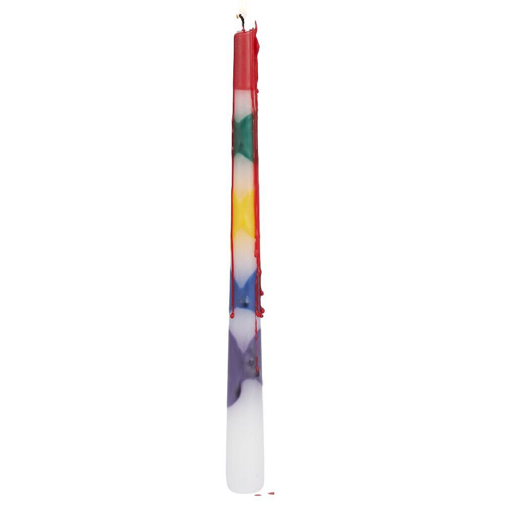 Lot de 2 bougies chandelle arc-en-ciel