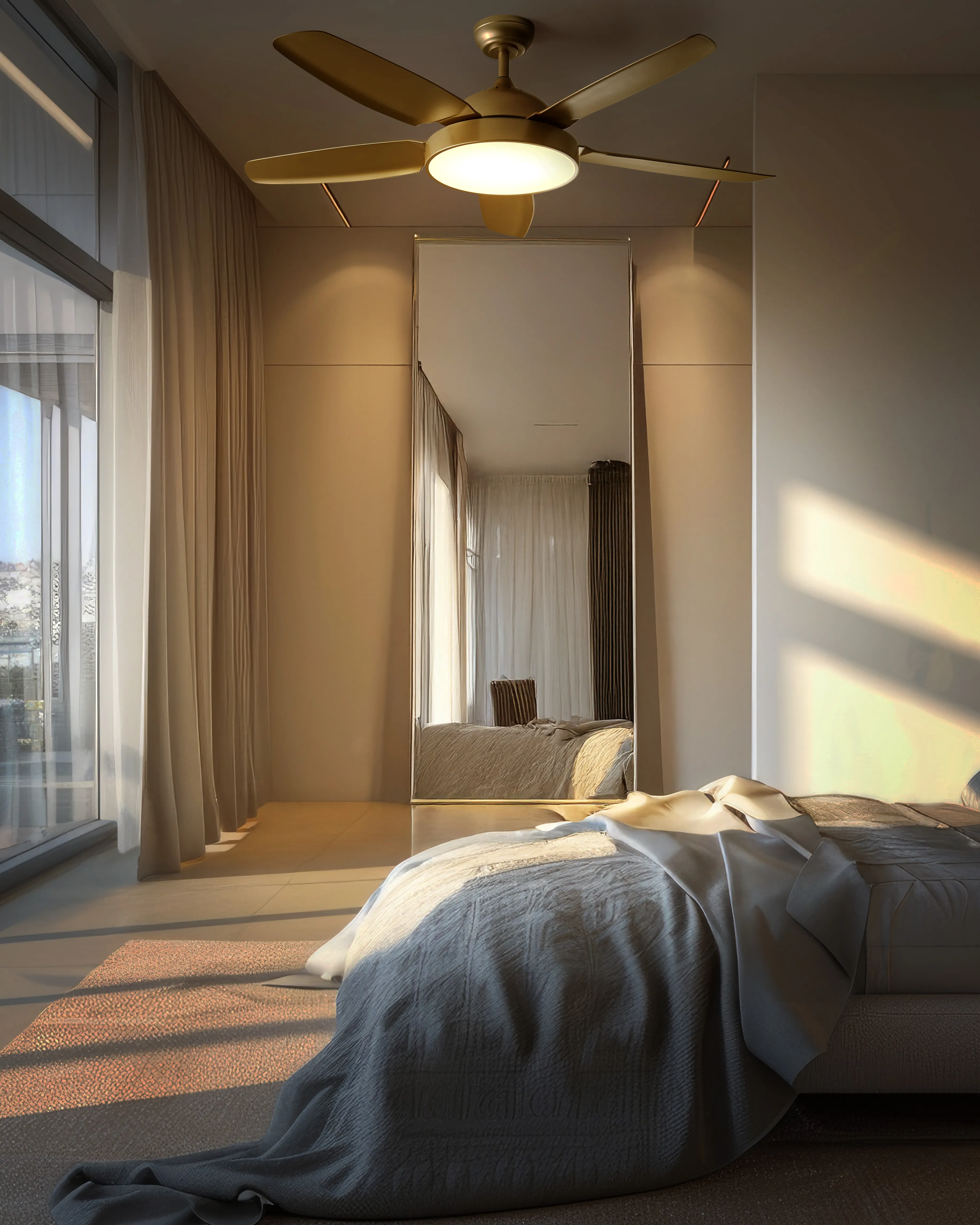 Ceiling Fan with Light GOSHAABA with Remote LED Brass
