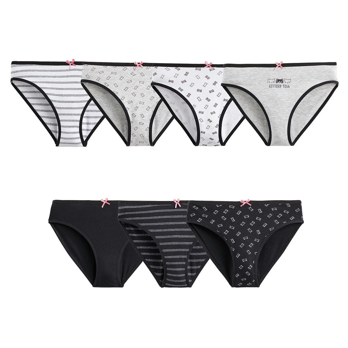 Lot de 7 culottes fantaisie, motifs chat