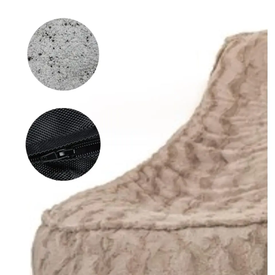 Bobbel Home - Zitzak Stoelvorm - Florance - Faux fur - Zitstoel - Beige - 100L